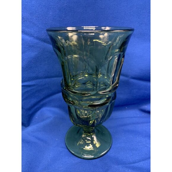 Set Of 4 Vintage Green Glass Goblets With Pedestal Base 6.5" Tall Elegant Drinkw - Picture 8 of 12